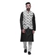 thumbnail image 1 of Atasi Kurta Solid Churidar Pajama & Printed Nehru Jacket Set For Mens Party Wear, 1 of 3