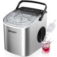 thumbnail image 1 of EUHOMY Countertop Ice Maker Machine with Handle, 26lbs Per Day, 9 Ice Cubes Ready in 6 Mins, Auto-Cleaning Portable Ice Maker with Basket and Scoop, for Home/Kitchen/Camping/RV (Silver), 1 of 4