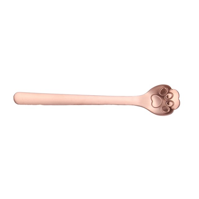 Ruiboury Exquisite Stainless Steel Mixing Spoon For Tea Essential For Tea Lovers Essential For Tea Drinking Stainless Steel Spoon cat paw rose gold 1 2Set