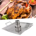 thumbnail image 4 of Beer Can Chicken Roasting Pan, Stainless Steel Healthy Prevent Sticking Beer Can Chicken Holder Multifunctional With 2 Handle For Grill, 4 of 8