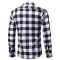 thumbnail image 3 of Pompotops Homme Automne Décontracté Coupe Ajustée Manches Longues Col Rabattu à Carreaux Poche Haut Blouse Chemise en Solde, 3 of 3