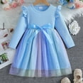 thumbnail image 2 of WUANDIXFA Robe d'Automne Robe Tutu pour Tout-Petit Robe de Fête à Manches Longues en Chiffon pour Petite Fille Automne et Printemps Bleu, 1-2 Ans, 2 of 6