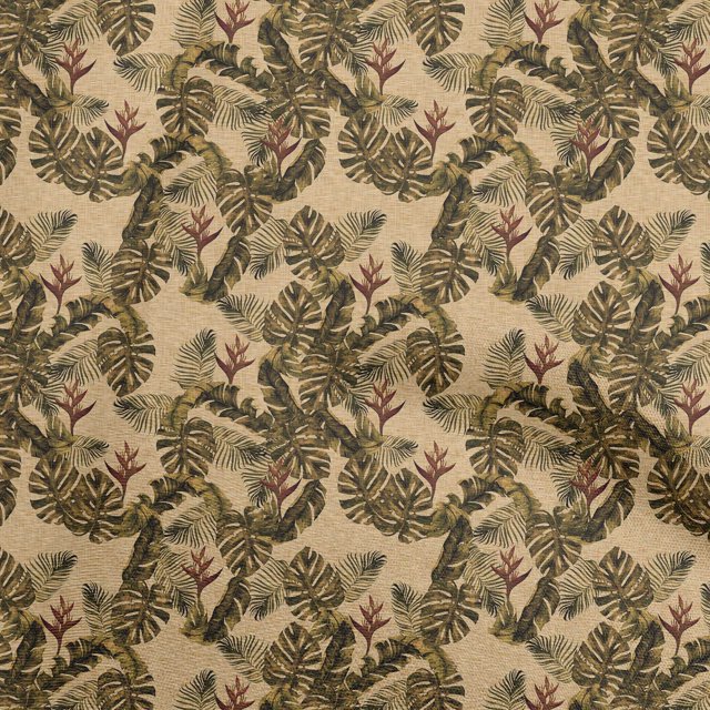 oneOone Tissu Cambric Coton Brun Fauve Matériel de Robe Tropical Tissu Imprimé Tissu au Mètre 42 Pouces de Large