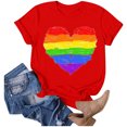 thumbnail image 2 of JIRNDf T-Shirt pour Femmes Hauts Tendance Été Imprimé Floral Col Rond Décontracté Manches Courtes Confortable Stylé Mignon T-Shirts Graphiques pour Femmes Chemises Rouge TTG, 2 of 4