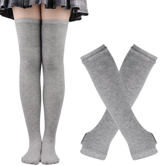 Maytalsory Stay Cozy And Chic Thick Thighs Long Stockings Made With Polyester Easy To Match light gray 1Set