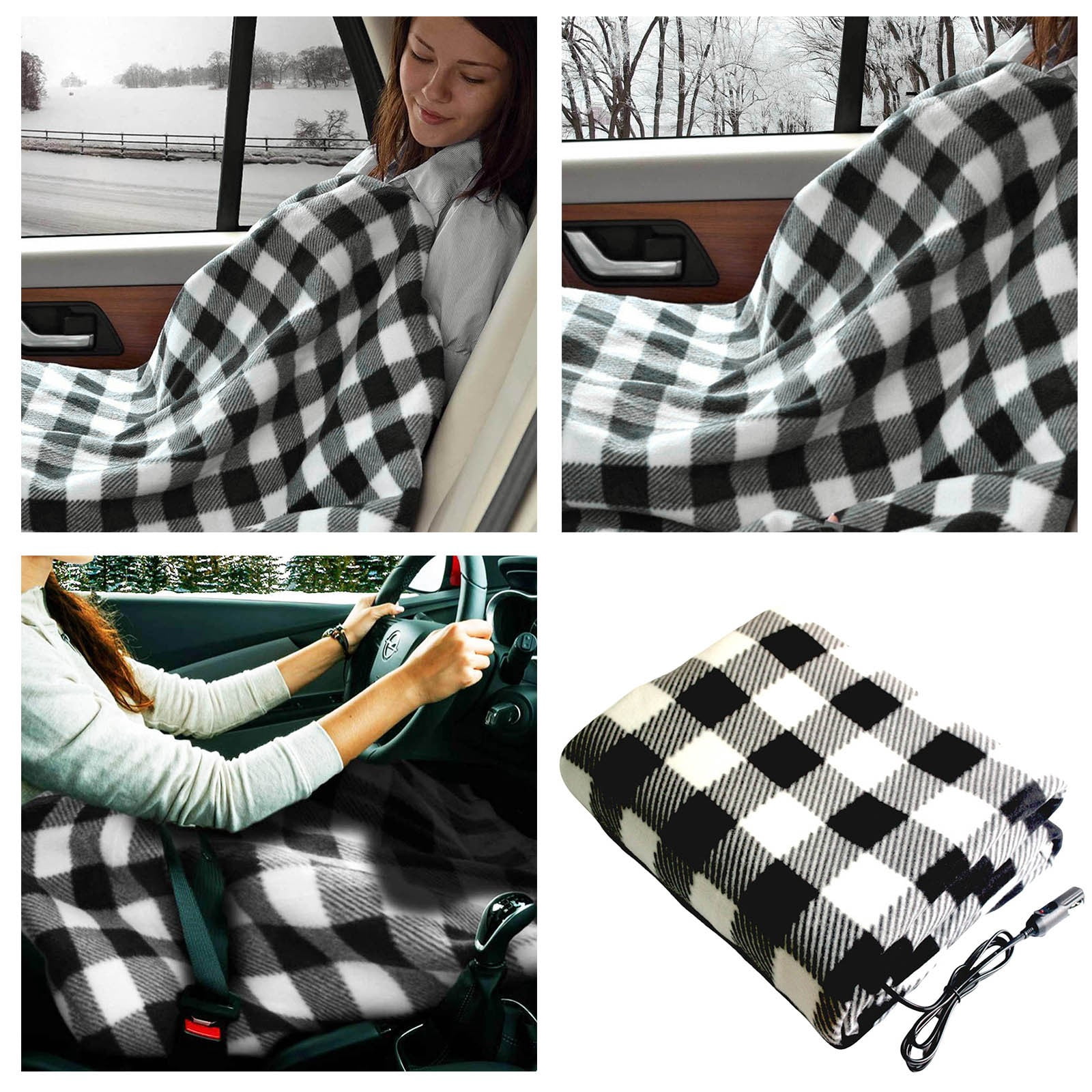 Hbdhejl Car Blanket Heated 12 Travel Throw For Car Great For Cold Weather Tailgating And Emergency Kits