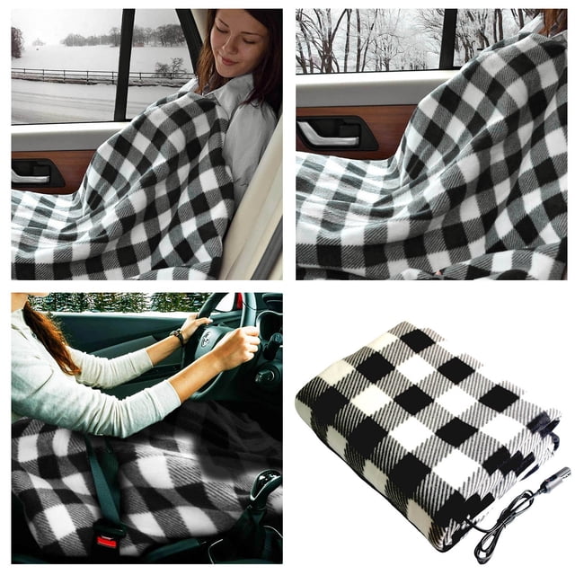 Hbdhejl Car Blanket Heated 12 Travel Throw For Car Great For Cold Weather Tailgating And Emergency Kits