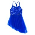 thumbnail image 3 of Jizyo Robe de Danse Lyrique à Sequins pour Filles Robe Tutu de Ballet Dos Croisé Justaucorps de Gym une Pièce Tenues de Danse Bleu Foncé m, 3 of 7