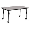 thumbnail image 1 of Mobile 30''W x 60''L Rectangular Grey HP Laminate Activity Table - Height Adjustable Short Legs, 1 of 3