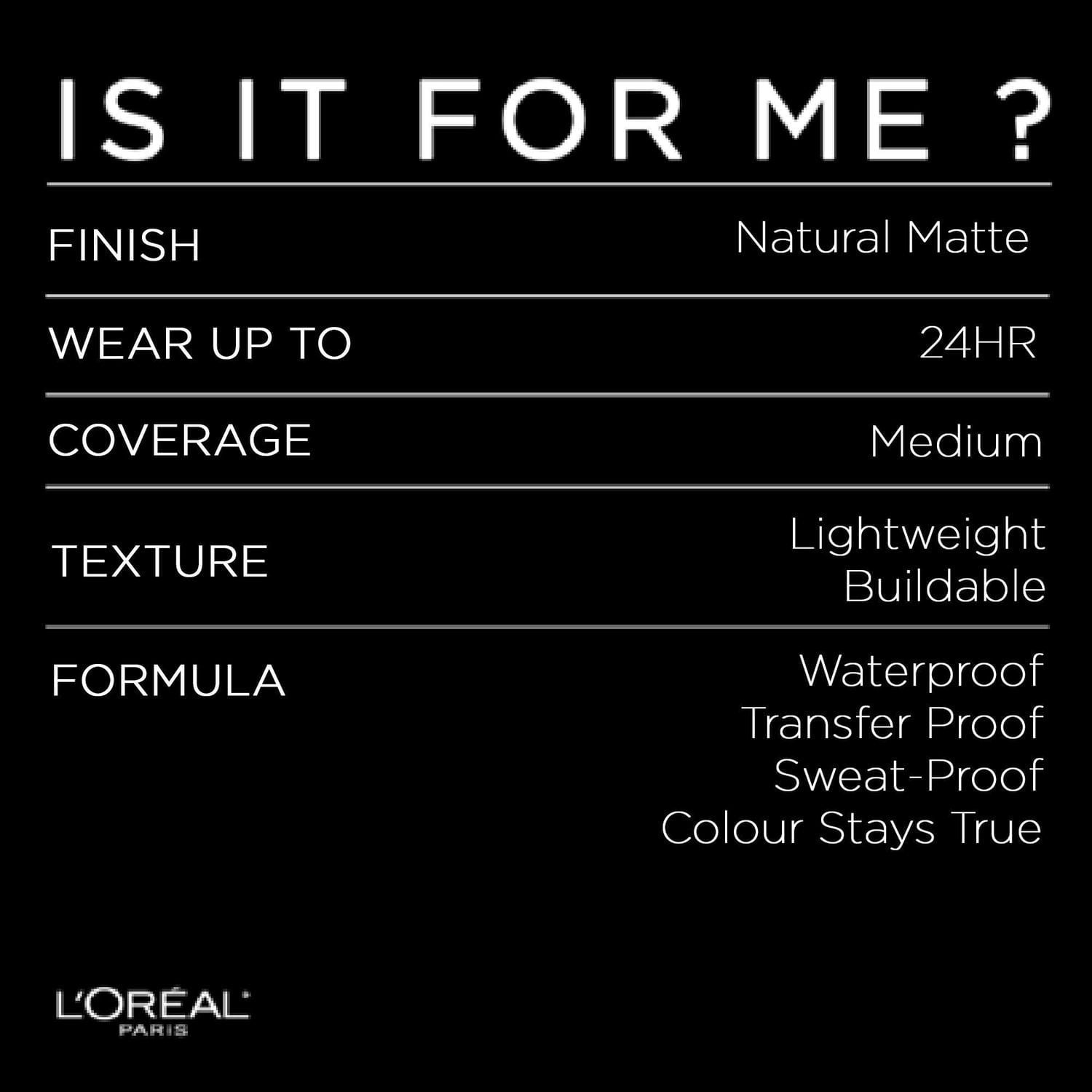 L'Oreal Paris Fond de Teint Infallible Fresh Wear, Formule Liquide Longue Tenue, 30ml