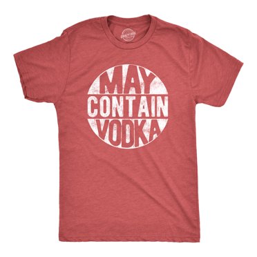 Mens May Contain Vodka T Shirt Funny Liquor Drinking Party Graphic Tee (Heather Red) - L