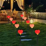 Wuztai Valentine's Day Solar Lights, 5-in-1 LED String Lights for Garden Yard, Holiday Outdoor Decoration with Classic Heart Elements for Patio Lawn