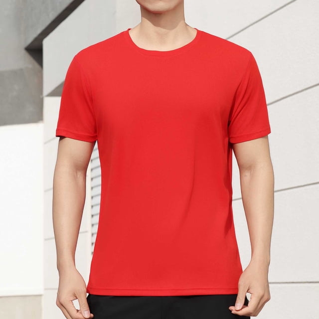 Styesk T-Shirts pour Homme Couleur Unie Décontracté Élastique Sports Manches Courtes Col Rond Blouses