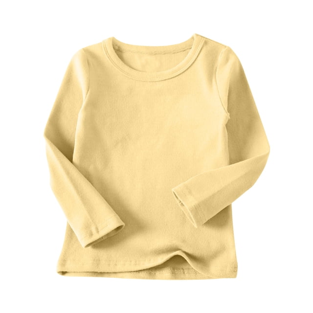 tarylea Baby Girl Clothes Crew Neck Undershirts Solid Color Long Sleeve Pullover Casual Loose Fall Basic Tops