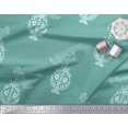 thumbnail image 3 of Soimoi Modal Satin Fabric Leaves,Bird & Floral Block Printed Fabric 1 Yard 42 Inch Wide, 3 of 3