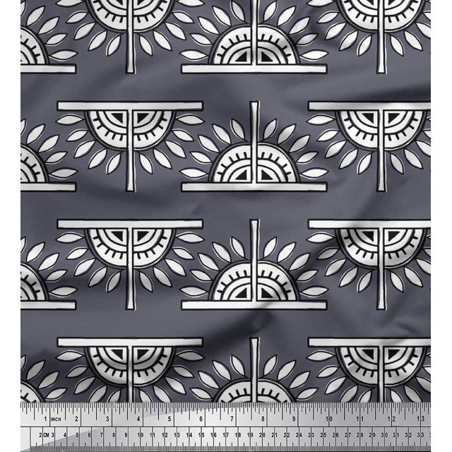 Soimoi Georgette Viscose Fabric Floral Block Print Sewing Fabric Yard 42 Inch Wide