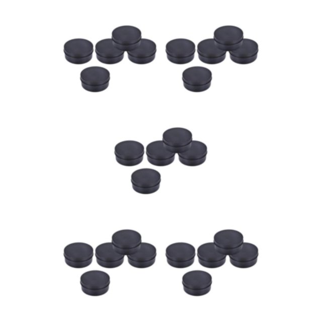 Transemion 5pcs Empty Aluminum Jars Cosmetic Screw Balm Lip Lid Cans Containers Black 250ml 5Set