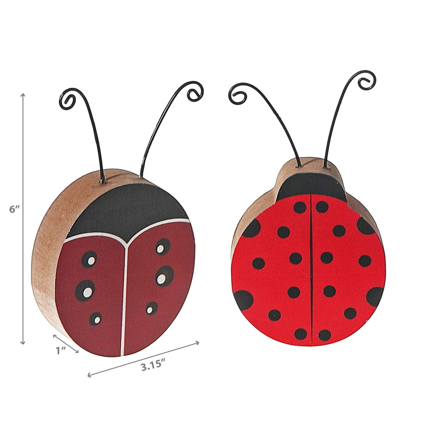 IH Casa Decor Wooden Ladybug Figurine Asstd - Ensemble De 2