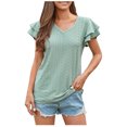 thumbnail image 1 of Birdeem Mode Femmes Été Col en V Uni Manches Courtes Aguichant Haut Blouse, 1 of 7