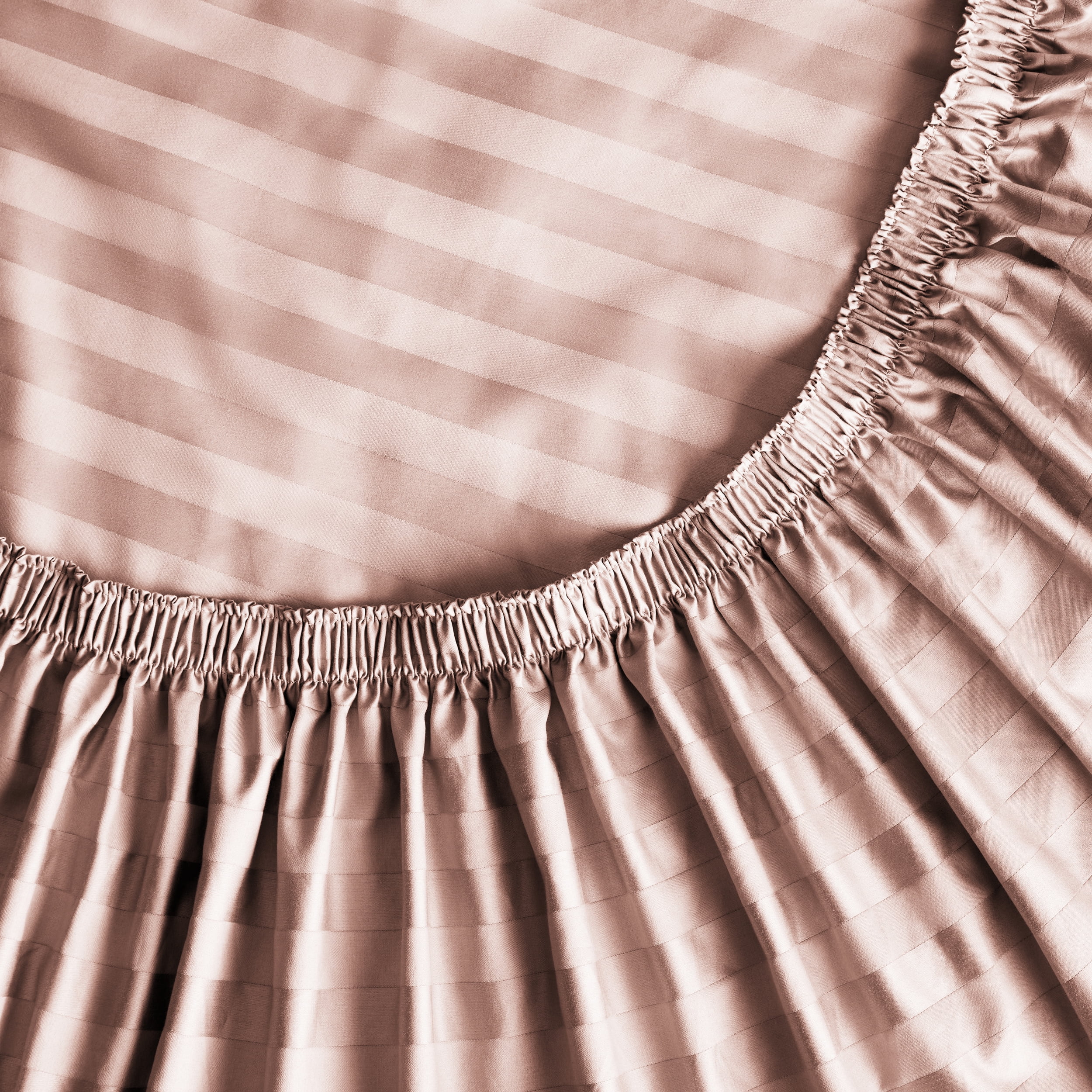 Ensemble de draps pour lit adulte en coton égyptien rose rayures 600 contexture, 4 pièces, hotel style, grand lit - Poche profonde