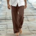 thumbnail image 2 of WRKEKC Casual Pants for Men Relaxed Fit Straight Leg Beach Pants with Drawstring and Pockets Solid Color for Summer Wear, 2 of 6