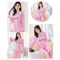 thumbnail image 4 of Ladies O-neck Long Sleeve Printing Home Pajamas Set (Size L)(Pink), 4 of 5