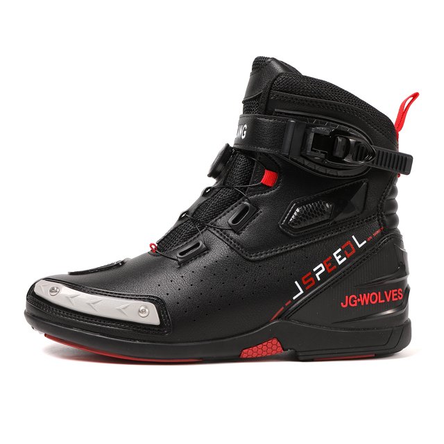 JG WOLVES - Summer Motorcycle Riding Boots - Breathable & Protective Gear for Men & Women - Road Racing & Commuting Shoes,Black,40