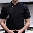 thumbnail image 3 of Chef Jacket Short Sleeve Cooking Clothes Simple Hotel Pub Waiter Workwear Chef Coat for Restaurant Black XXL, 3 of 9