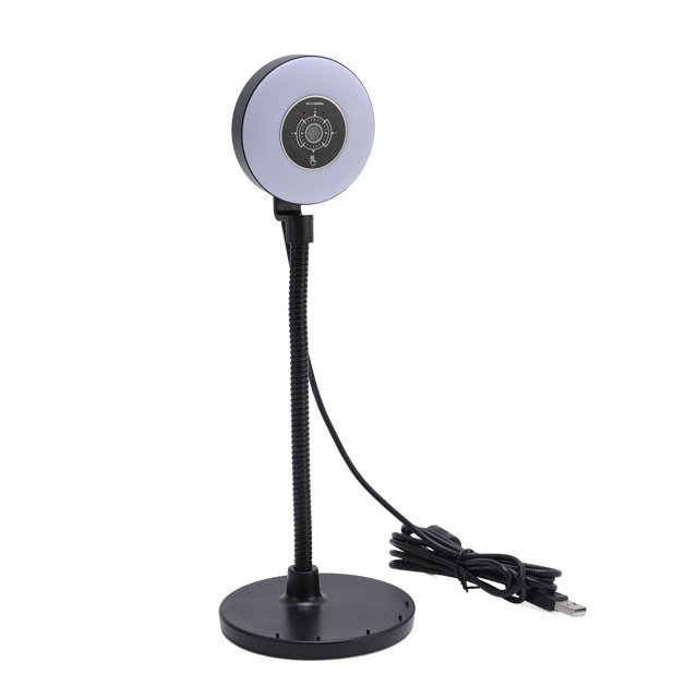 Webcam with Fill Light, Bendable Rod 5MP AF Touch Control Auto Focus Built in Mic Webcam with Light for Online Learning