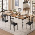 thumbnail image 3 of 78 Inch Rectangular Dining Table for 6, Rustic Farmhouse Kitchen Table with Large Tabletop, Long Wooden Dining Room Table with Heavy Duty Legs, Walnut, 3 of 8