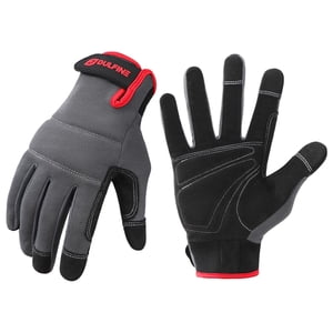 DULFINE Flex Grip Gants de travail mécaniques pour les hommes Noir et Rouge Utilitaire Sécurité Gants d'emploi Ecran tactile Excellent Grip Idéal pour travailler sur des voitures et des emplois en plein air (Moyen)
