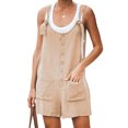 thumbnail image 1 of MAWCLOS Ladies Romper Solid Color Jumpsuits Adjustable Strap Jeans Pants Plain Work Suspender Denim Bib Overalls Khaki M, 1 of 2