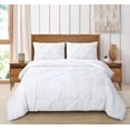 thumbnail image 4 of Marina Decoration Ultra Soft Luxury Fluffy Goose Down Alternative Solid Geometric Pintuck Tufted Bedding Set Pinch Pleated Comforter Set with Ruffled Shams, White Color, 4 of 9