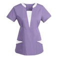 thumbnail image 2 of Penkiiy Hauts de Sarrau à Col en V pour Femmes - Coupe Classique, Extensible dans Quatre Directions, Haut de Sarrau Médical pour Femmes Anti-Froissement m Violet, 2 of 3
