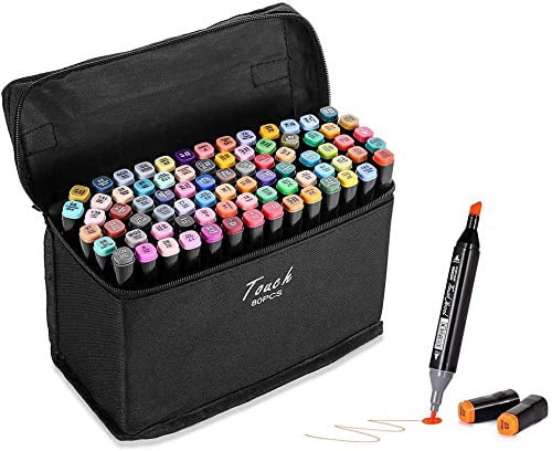 80 Colors Alcohol Markers Dual Tips Permanent Art Markers Pen for Kids & Adult, Alcohol-Based Highlighter Pen Sketch Markers for Painting, Coloring, Sketching and Drawing