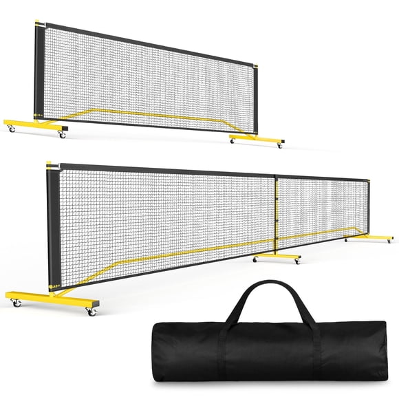 GIKPAL Filet Portable Pickleball avec Roues, Filet pour Cornichons de 22 Pi et Demi-Terrasse de 11 Pi avec Sac de Transport pour Entrée et Cour Arrière