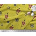 thumbnail image 3 of Soimoi Yellow Poly Georgette Fabric Cartoon Machine & Gear Parts Hardware Printed Craft Fabric by the Yard 42 Inch Wide, 3 of 3