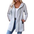 thumbnail image 1 of Swstbby Liquidation d'Économies d'Automne! Vestes d'Automne pour Femmes, Chandail à Capuchon Uni à la Mode pour Femmes avec Poche à Fermeture Éclair Veste Gris G, 1 of 5
