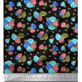 thumbnail image 1 of Soimoi polyester Crepe Fabric Leaves & Rose Floral Printed Fabric 1 Yard 52 Inch Wide, 1 of 3