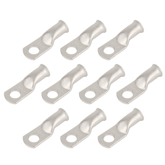 RIOCAN 10pcs 4 AWG-5/16 (M8) Tinned Ring Terminals 4 Gauge Copper Wire Lugs Battery Cable Ends Heavy Duty Battery Cable Terminal Connectors