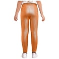 thumbnail image 2 of MSemis Girls Jazz Dance Leggings Metallic Ribbed Elastic Waistband Solid Color Toursers for Hip-hop Performance Orange 150, 2 of 7