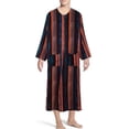 thumbnail image 1 of Birdeem Robe Décontractée de Mode pour Homme à Manches Longues, Double Poche, Imprimé à Rayures, Longue Chemise, 1 of 12