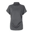 thumbnail image 3 of AMERTEER Blouse Décontractée en Coton à Manches Courtes et Col Roulé pour Femmes, Grande Taille, 3 of 4
