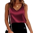 thumbnail image 2 of Women's Satin Loose Fit Sleeveless V - Neck Camisole Blouses - Polyester, Printed, Multiple Sizes, 2 of 6