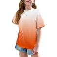 thumbnail image 3 of DecSea Girls Short Sleeve T shirt Kids Summer Oversized Gradient Crew Neck Tops Casual Basic Tee 5-14Years, 3 of 8