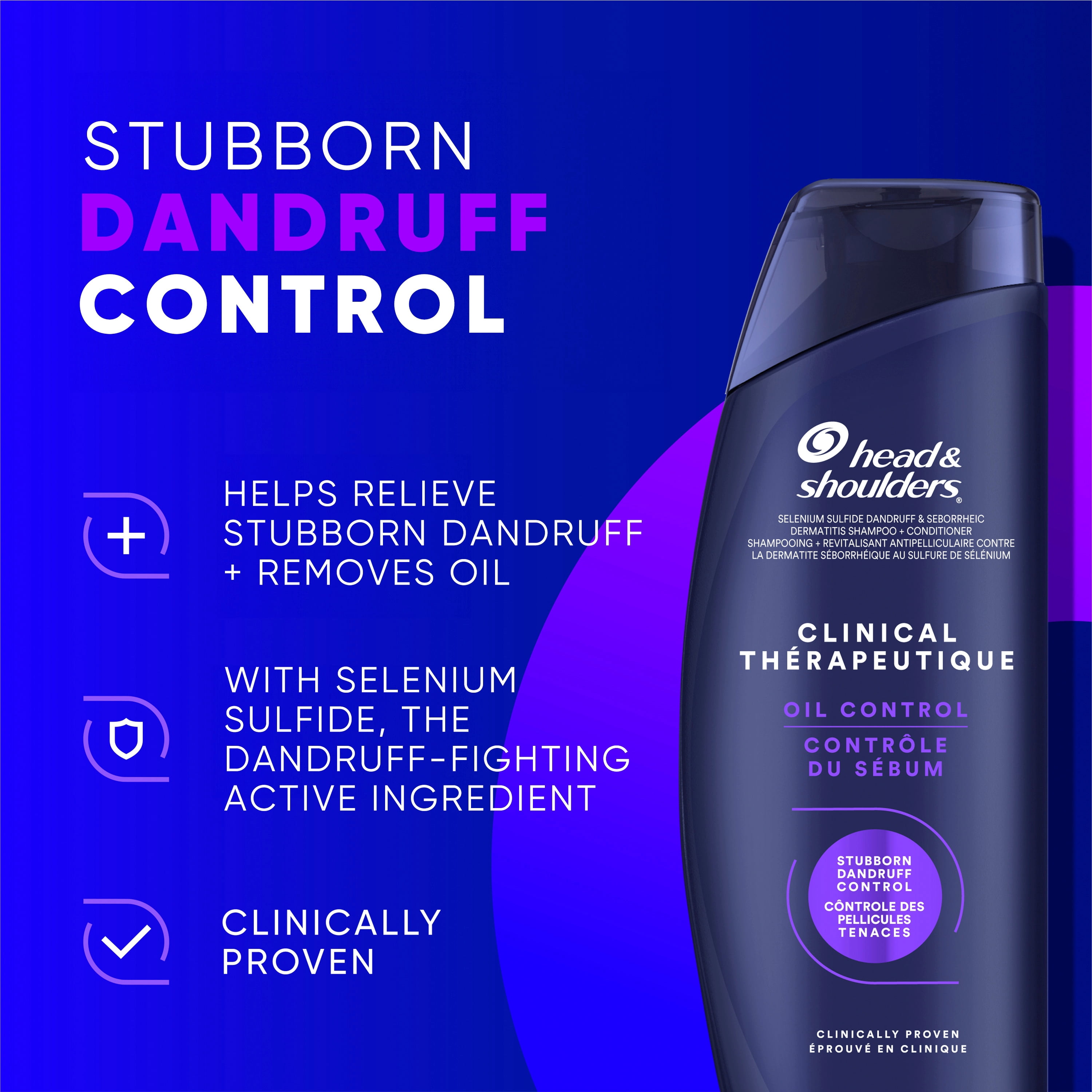 Head & Shoulders Dandruff Shampoo, Clinical Strength Oil Control, 1% Selenium Sulfide, Oily Scalp, Flake Protection, Stubborn Dandruff Control, Jasmine Scent, 400 mL