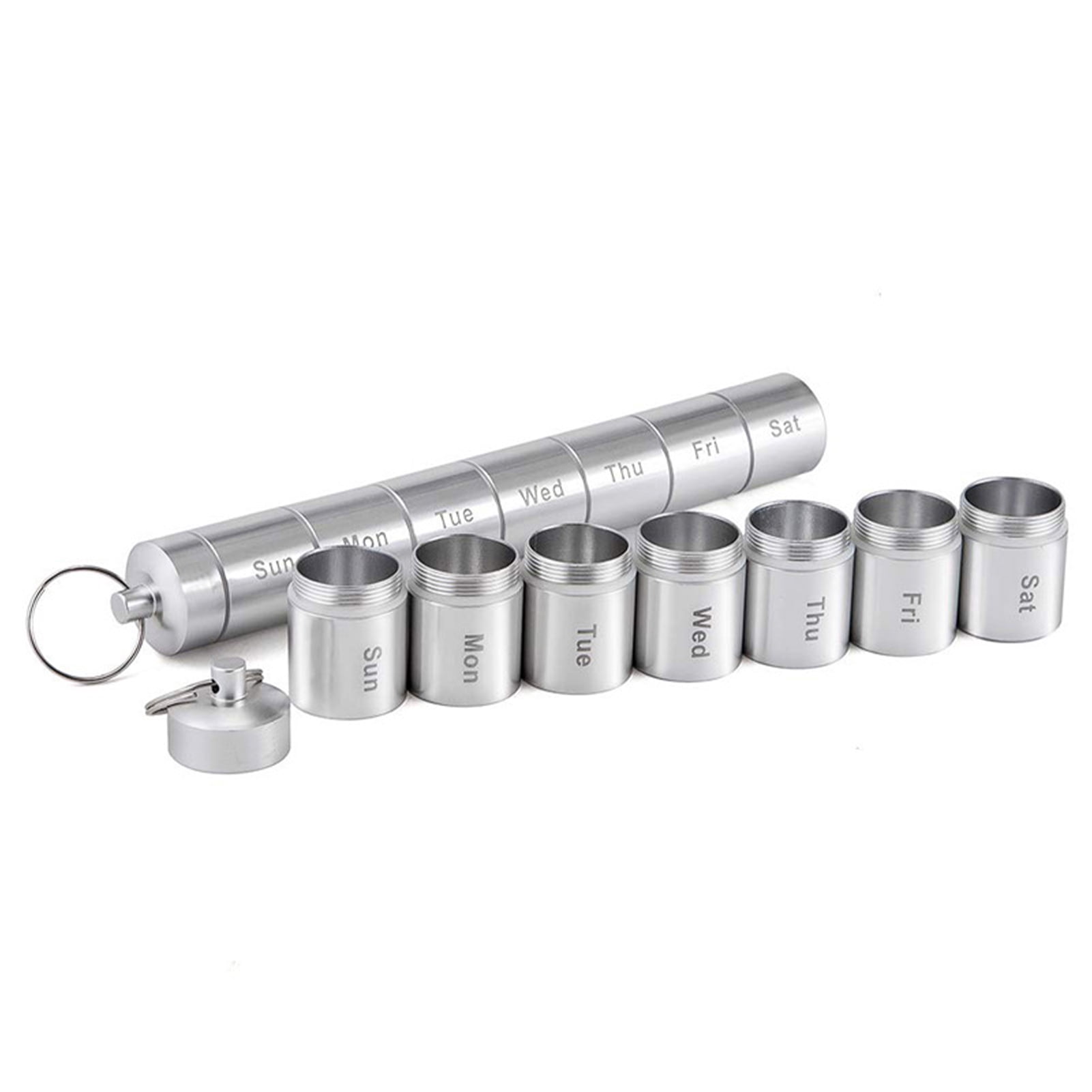 Organizer Pill Organizer Aluminum Alloy Weekly Pill Box for Travel 7 Day Pill Case Daily Medicine Organizer Waterproof 7 Compartments Pill Container for Vitamins Fish Oil