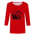 thumbnail image 4 of QATAINLAV T-Shirts Graphiques de Rugby pour Femmes Jour de Match 2025 Été Manches 3/4 Hauts Coupe Ample Décontractés Col Rond Blouses Tenues de Vacances Ventes Prime Day Aujourd'hui Rouge TTG, 4 of 5
