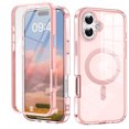 thumbnail image 1 of for iPhone 16 Plus Case Magnetic, [Compatible with Magsafe] Built-in Screen Protector Shockproof Dustproof Crystal Clear Anti-Scratch Folio Flip Phone Case for iPhone 16 Plus, Pink, 1 of 6