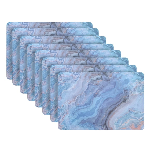 Placemats Dining Table Place Mats, Kitchen Mat Placemats Table Decor Placemats for Kitchen Table Washable Heat Resistant Dining Table Non Slip Set of 8 Marble Rectangle 12 X 18 in Navy